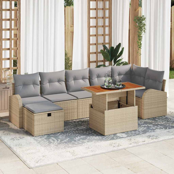 Havesofa Sæt 8 stk. Beige polyrattan
