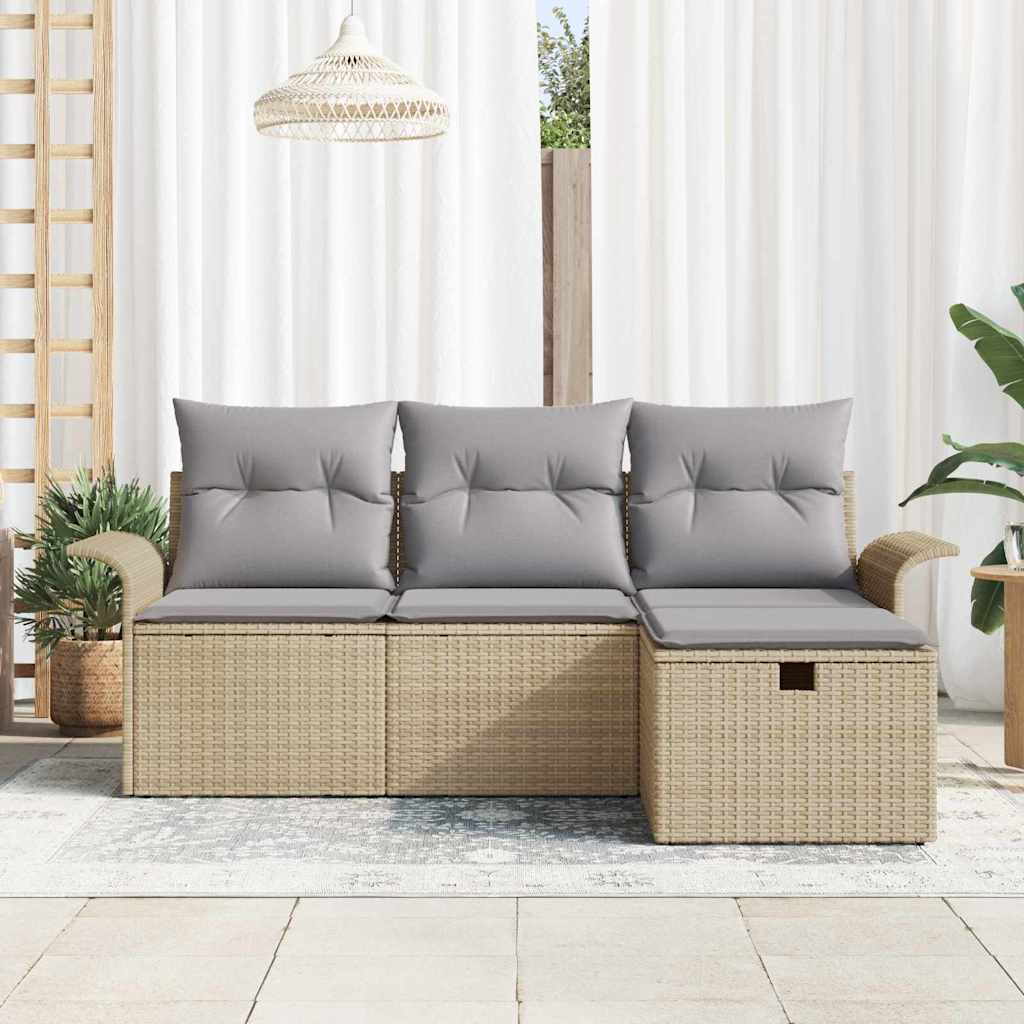 Havesofa Sæt 4 stk. Poly rattan