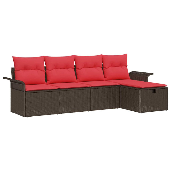 Havesofa Sæt med pude med opbevaring 5 pcs Poly rattan