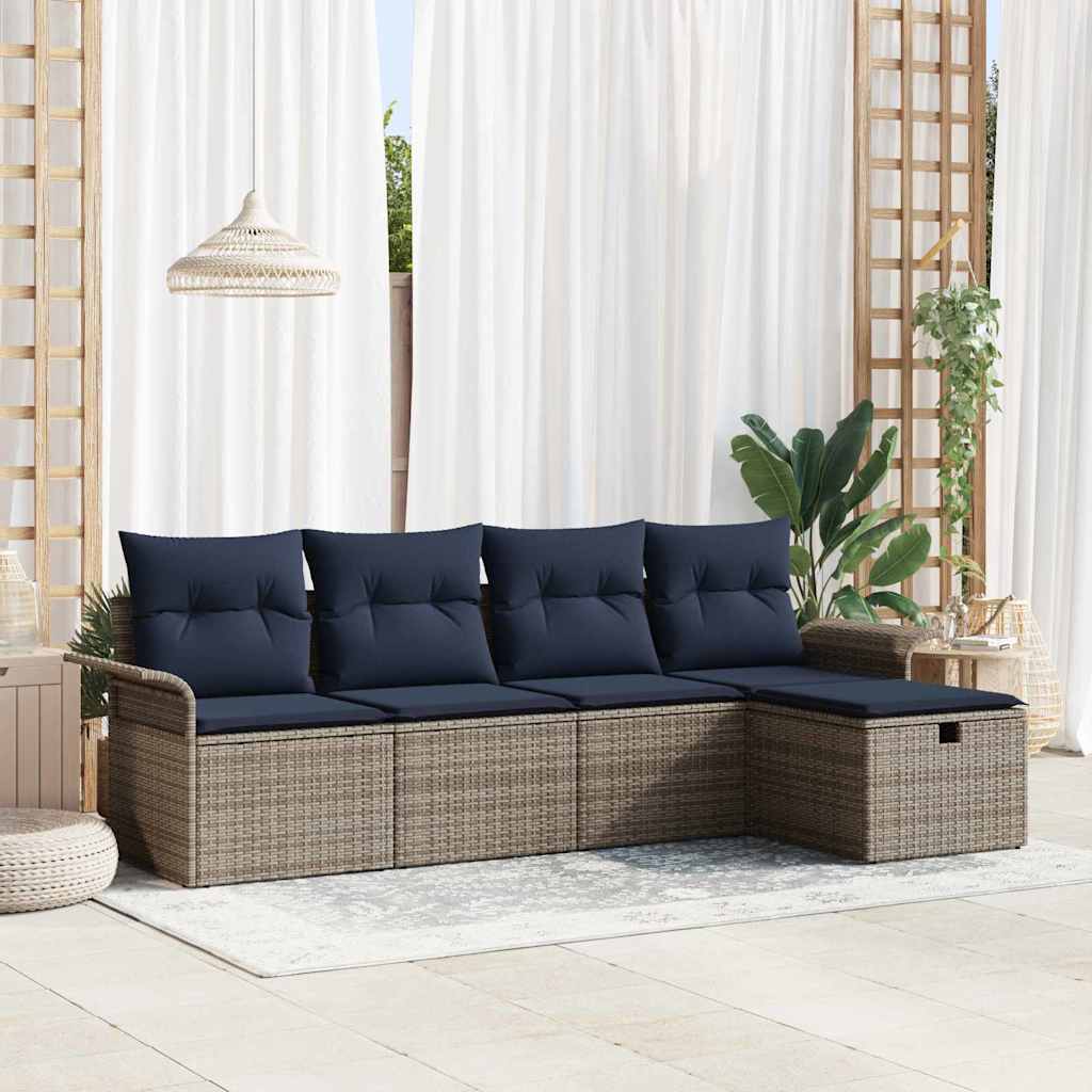 Havesofa Sæt med pude med opbevaring 5 pcs Poly rattan