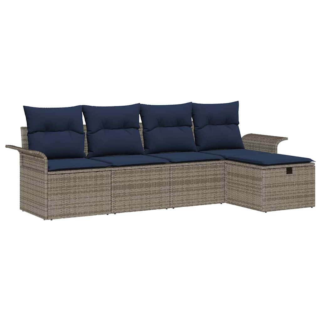 Havesofa Sæt med pude med opbevaring 5 pcs Poly rattan