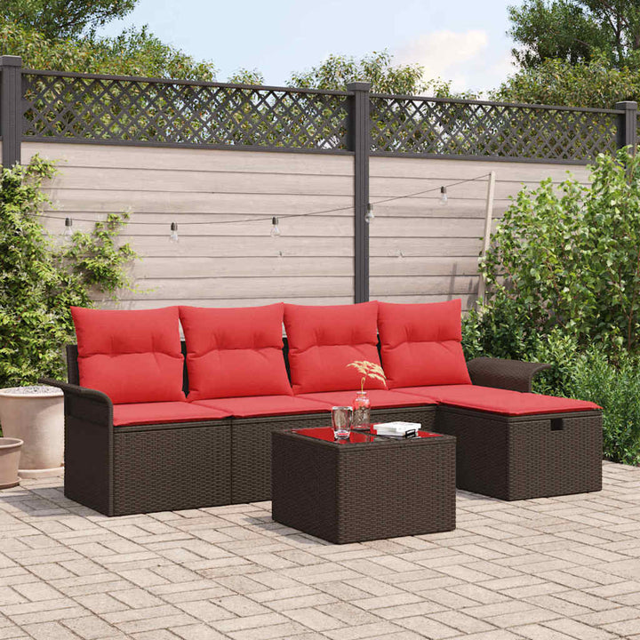 Havesofa Sæt med pude med opbevaring 6 pcs Poly rattan
