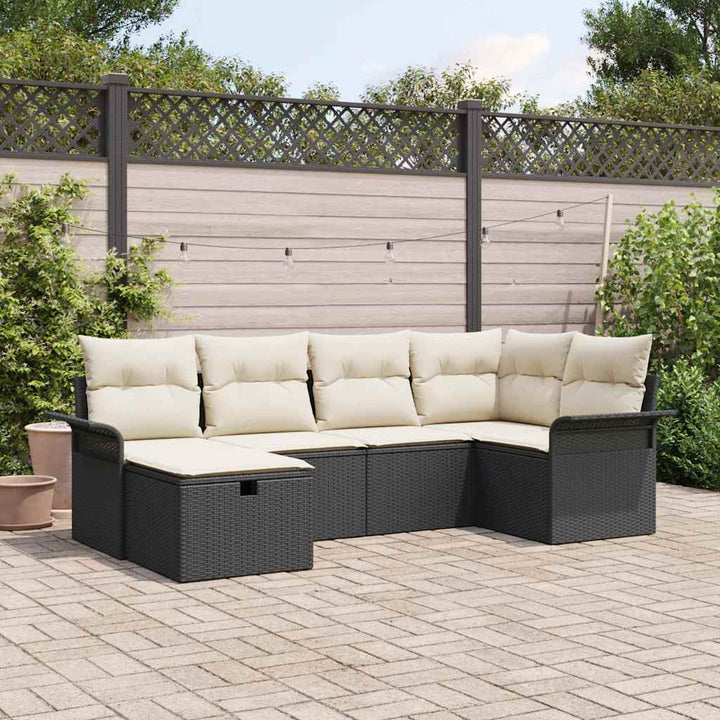 Havesofa Sæt med pude med opbevaring 6 pcs Poly rattan