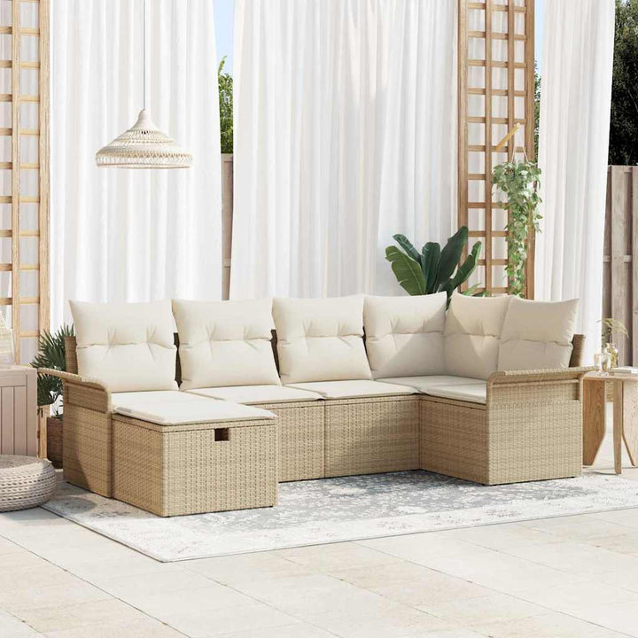 Havesofa Sæt med pude med opbevaring 6 pcs Poly rattan