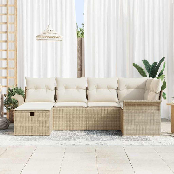 Havesofa Sæt med pude med opbevaring 6 pcs Poly rattan