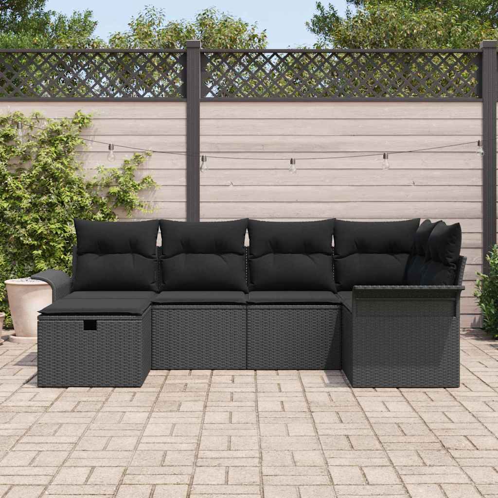 Havesofa Sæt med pude med opbevaring 6 pcs Poly rattan