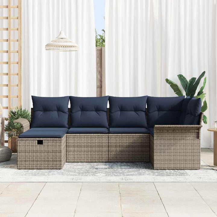 Havesofa Sæt med pude med opbevaring 6 pcs Poly rattan