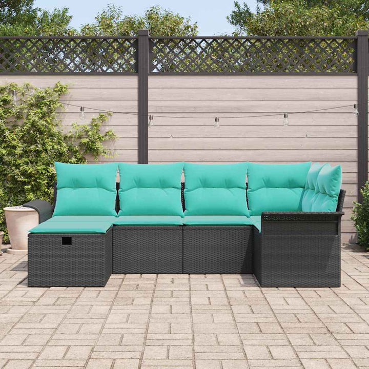 Havesofa Sæt med pude med opbevaring 6 pcs Poly rattan