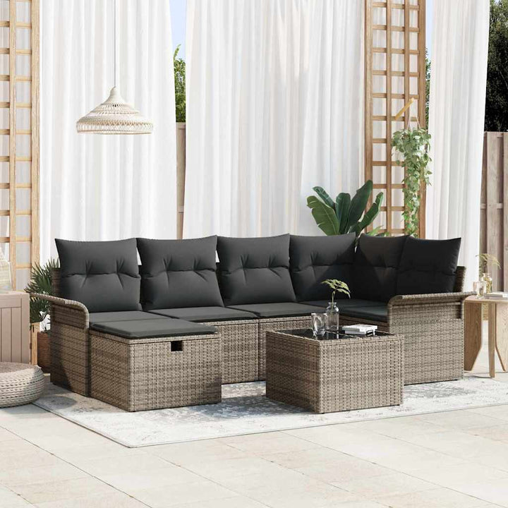 Havesofa Sæt 7 stk. Poly rattan