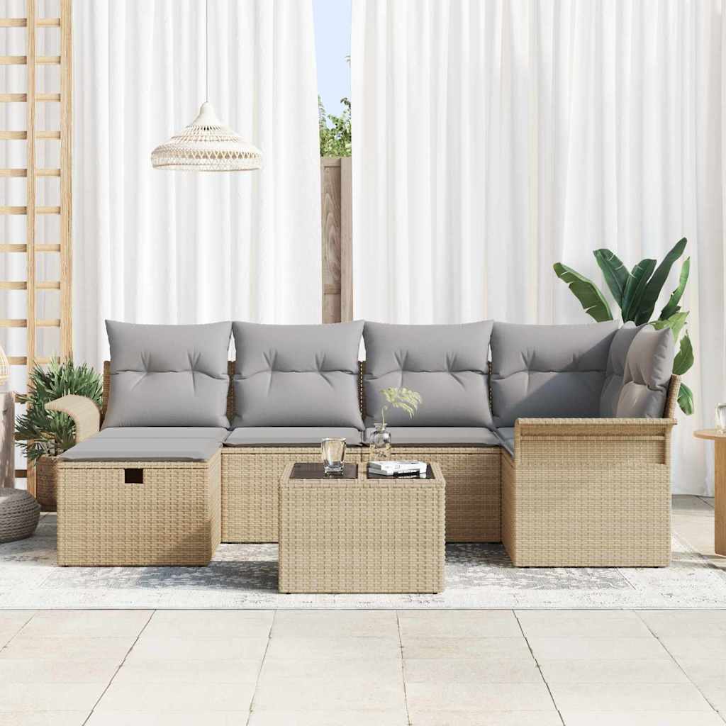 Havesofa Sæt 7 stk. Poly rattan