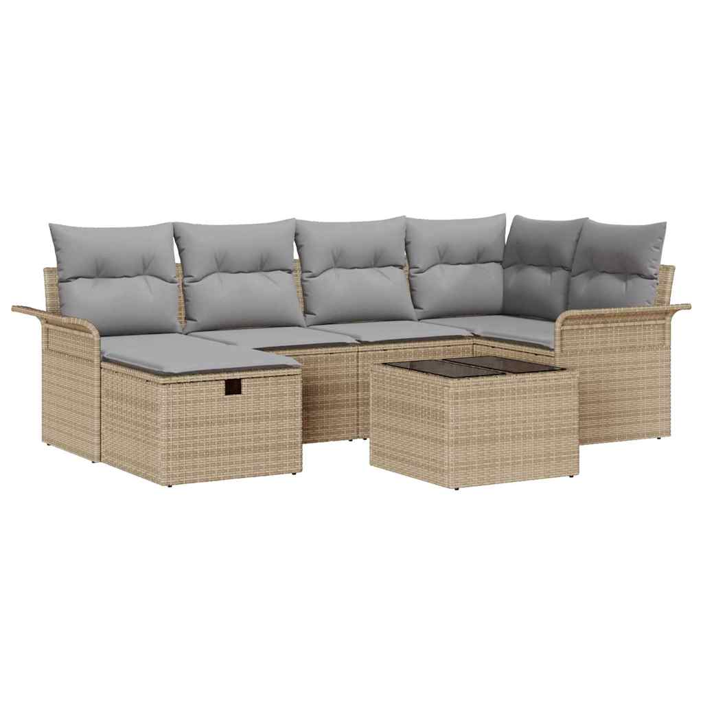 Havesofa Sæt 7 stk. Poly rattan