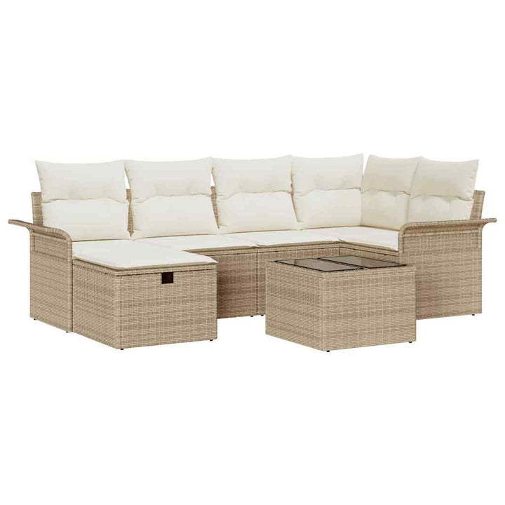 Havesofa Sæt med pude med opbevaring 7 pcs Poly rattan