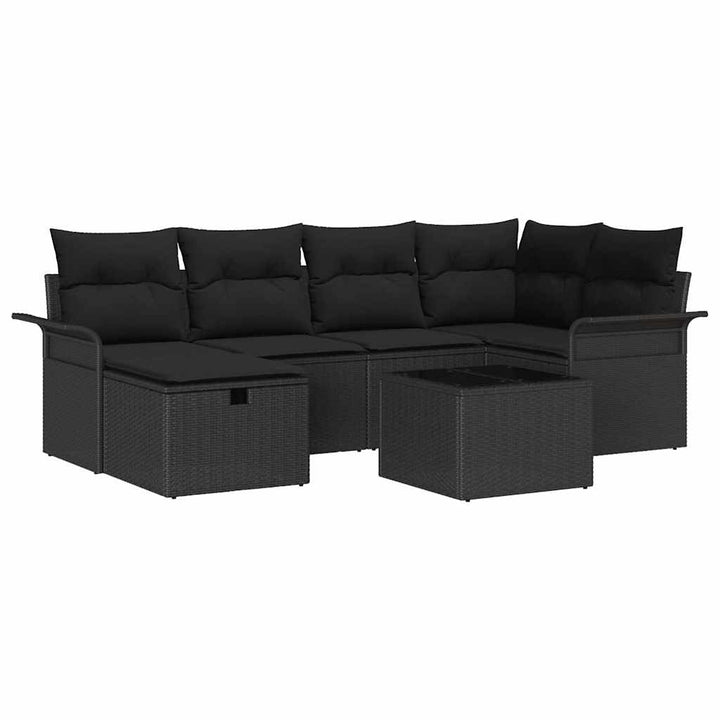 Havesofa Sæt med pude med opbevaring 7 pcs Poly rattan