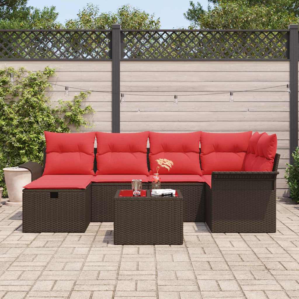 Havesofa Sæt med pude med opbevaring 7 pcs Poly rattan