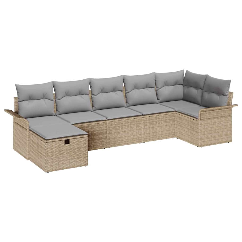 Havesofa Sæt 7 stk. Poly rattan