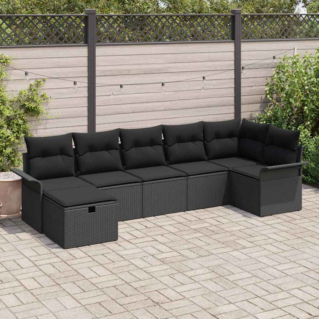 Havesofa Sæt 7 stk. Poly rattan