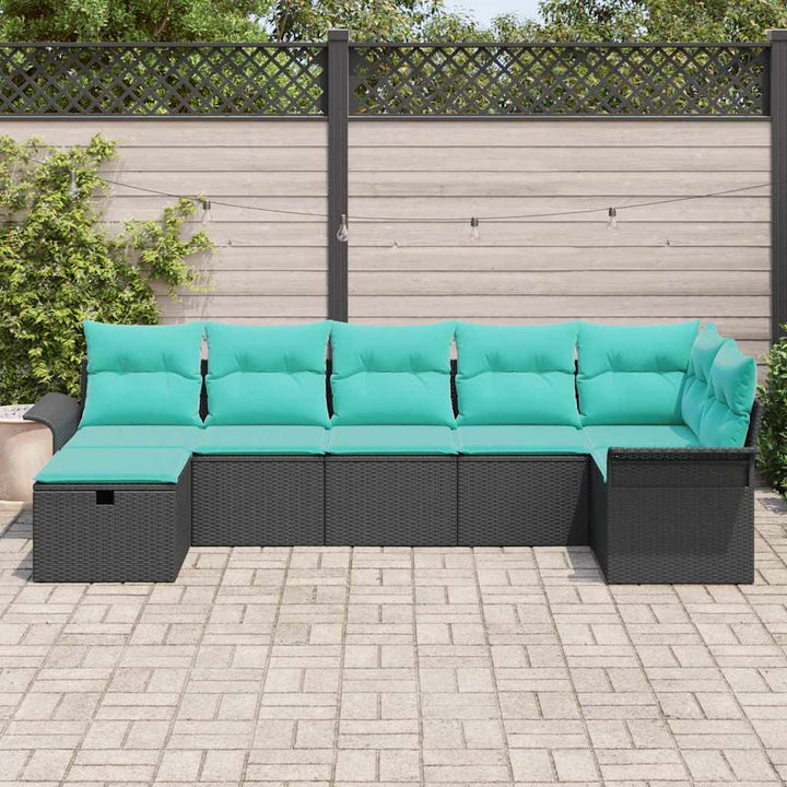 Havesofa Sæt med pude med opbevaring 7 pcs Poly rattan