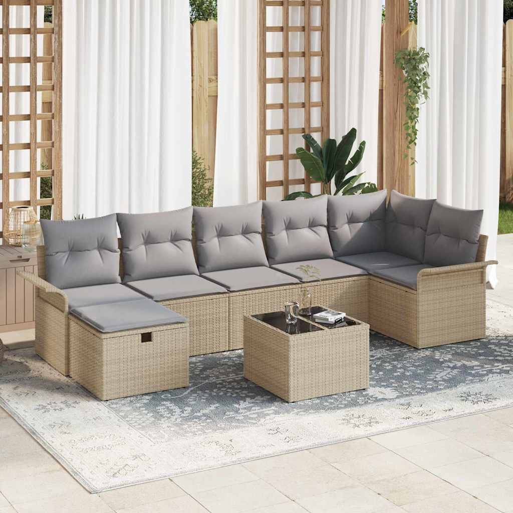 Havesofa Sæt 8 stk. Poly rattan