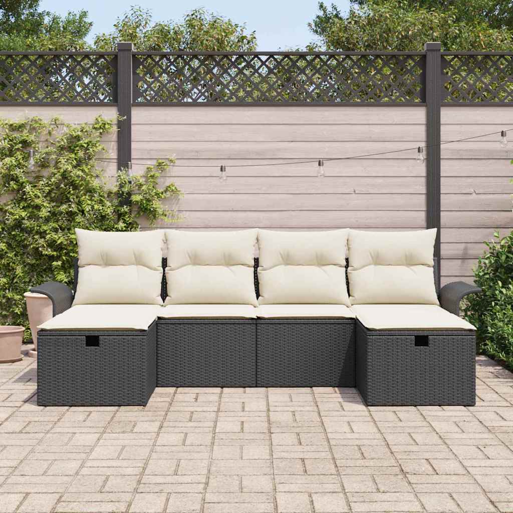 Havesofa Sæt med pude med opbevaring 6 pcs Poly rattan