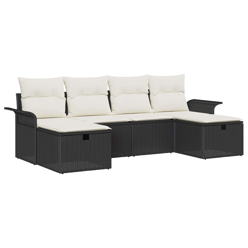 Havesofa Sæt med pude med opbevaring 6 pcs Poly rattan