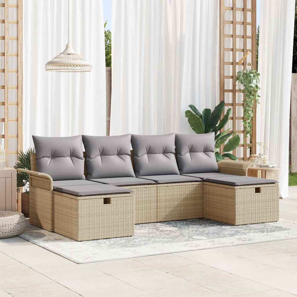 Havesofa Sæt 6 stk. Poly rattan