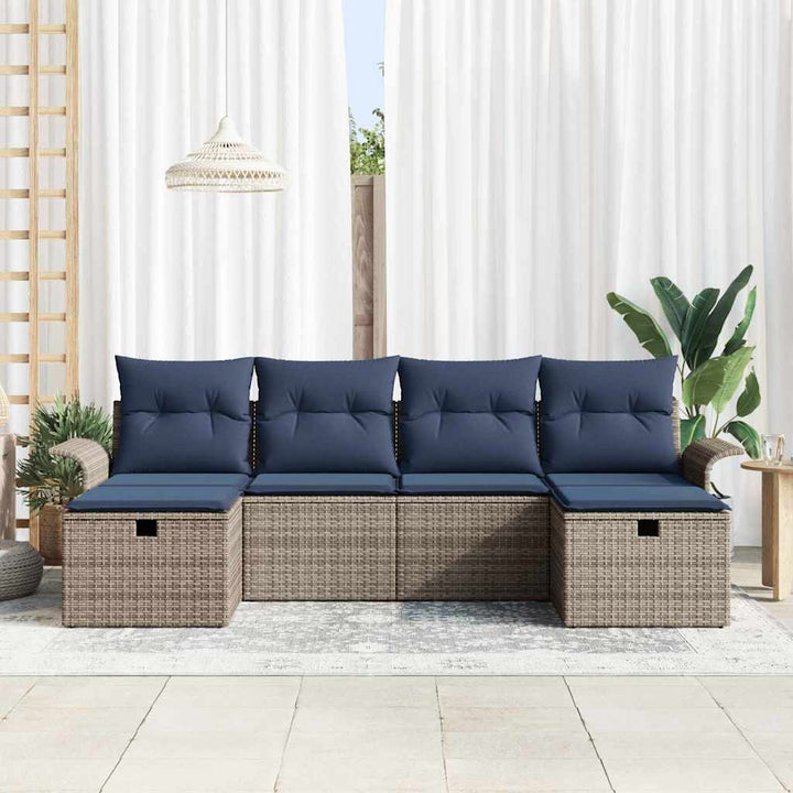 Havesofa Sæt med pude med opbevaring 6 pcs Poly rattan