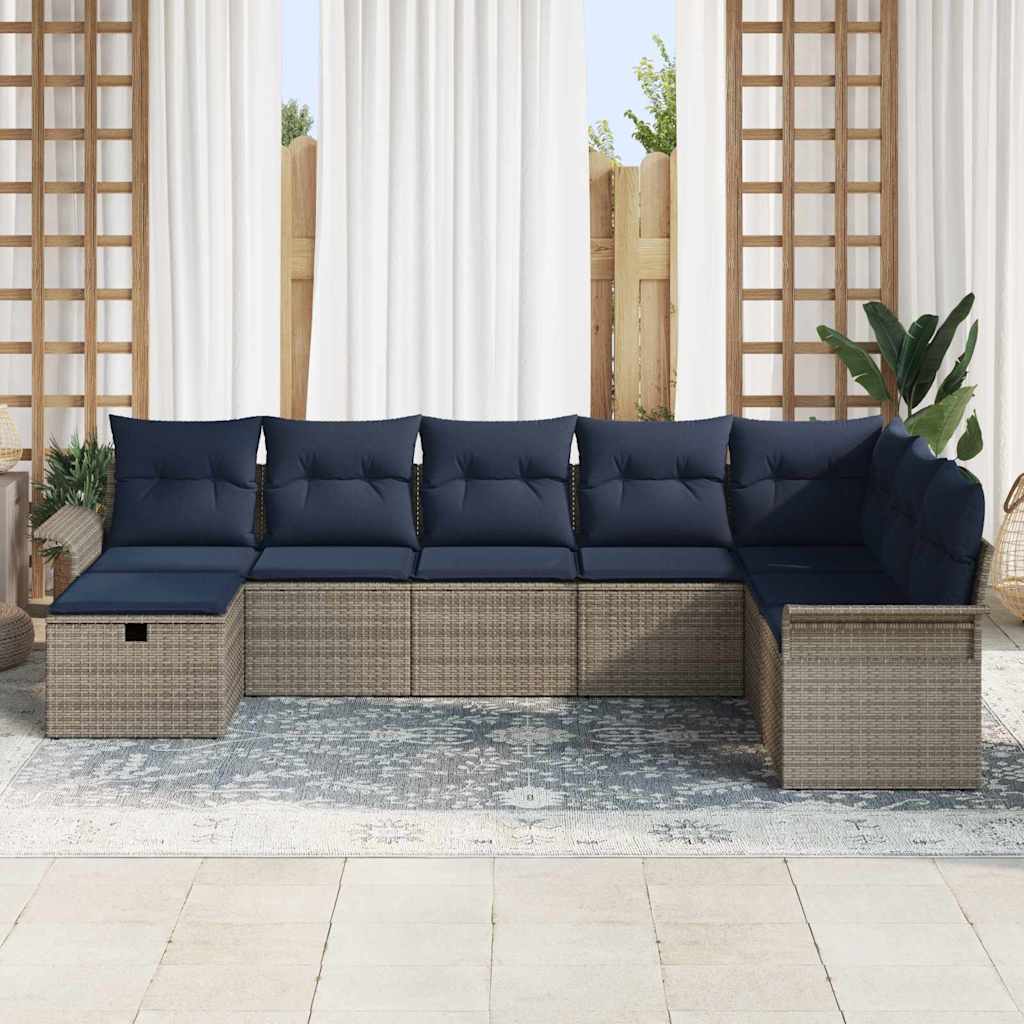 Havesofa Sæt med pude med opbevaring 8 pcs Poly rattan