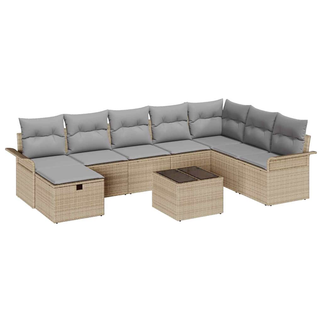Havesofa Sæt 9 stk. Poly rattan