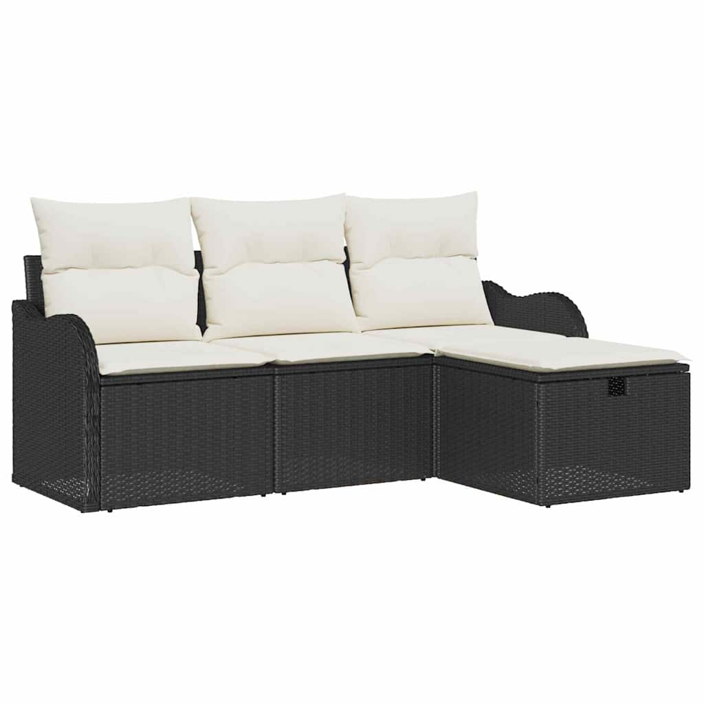 Havesofa Sæt med pude med opbevaring 4 pcs Poly rattan