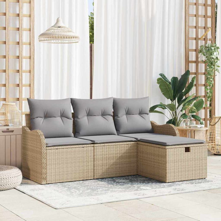 Havesofa Sæt 4 stk. Poly rattan