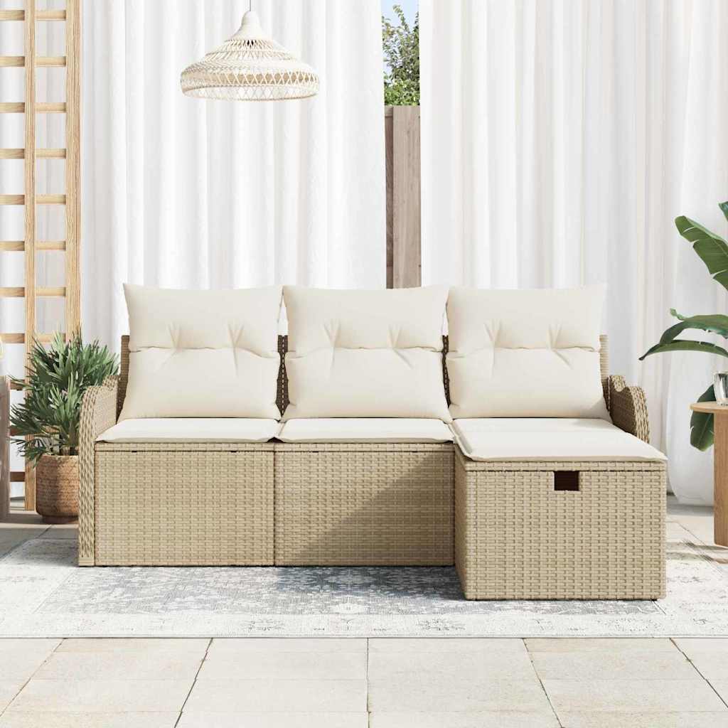 Havesofa Sæt 4 stk. Poly rattan