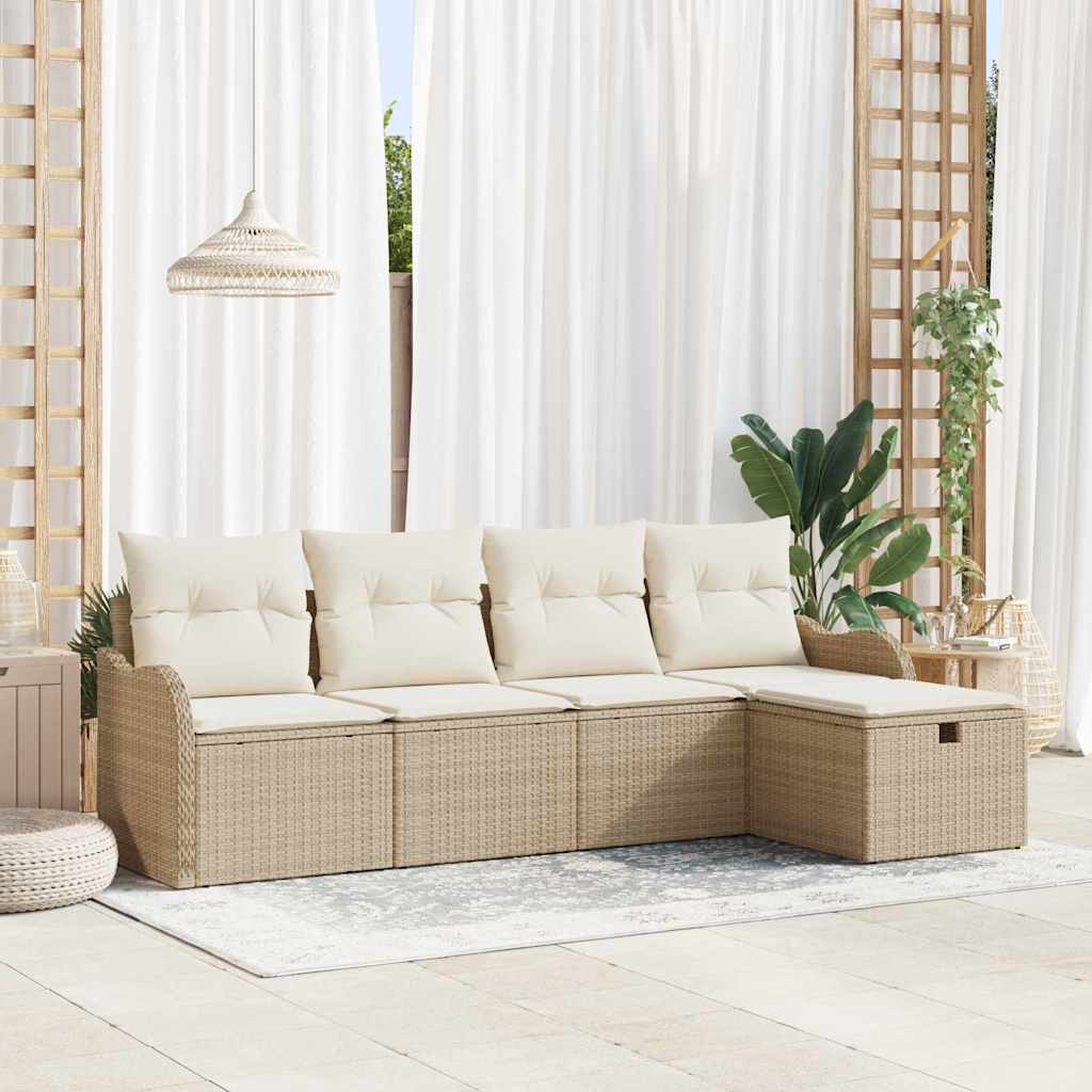 Havesofa Sæt 5 stk. Poly rattan
