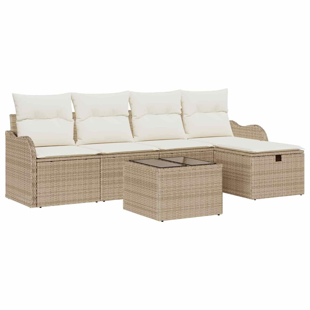 Havesofa Sæt 6 stk. Poly rattan