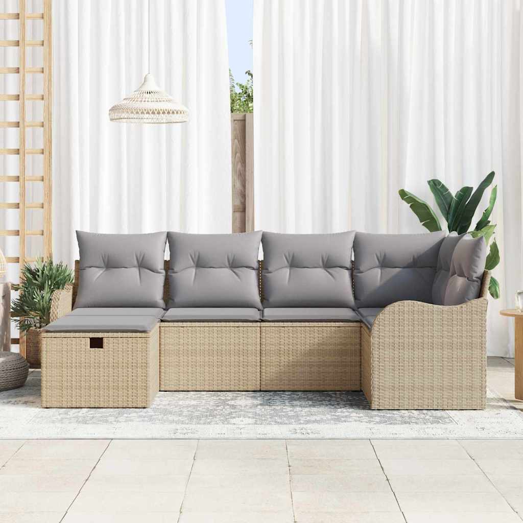 Havesofa Sæt 6 stk. Poly rattan