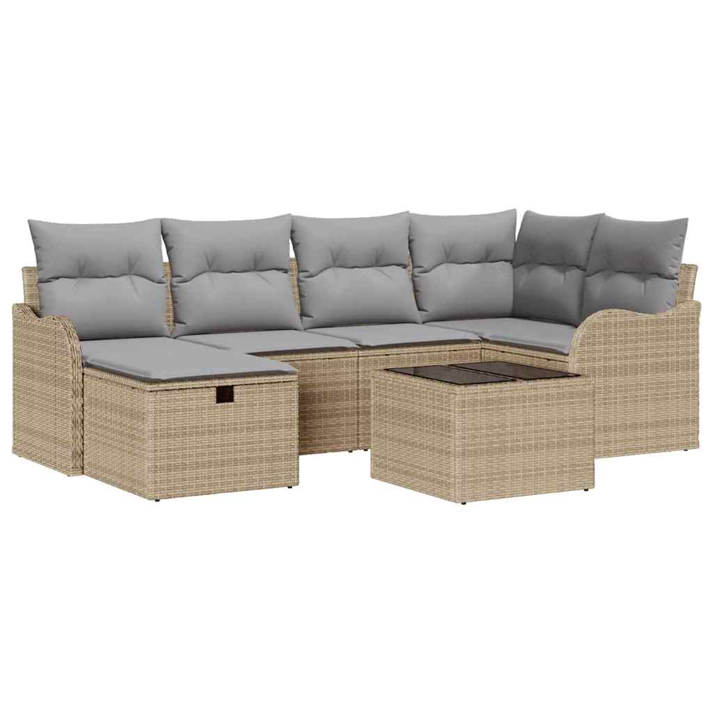 Havesofa Sæt 7 stk. Poly rattan