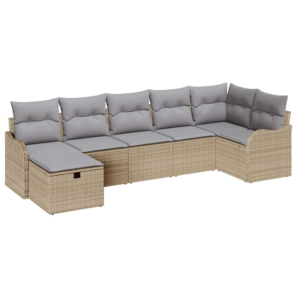 Havesofa Sæt 7 stk. Poly rattan