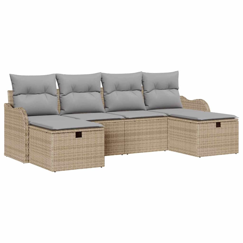 Havesofa Sæt 6 stk. Beige polyrattan
