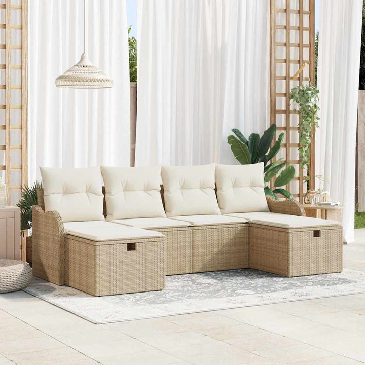 Havesofa Sæt 6 stk. Beige polyrattan