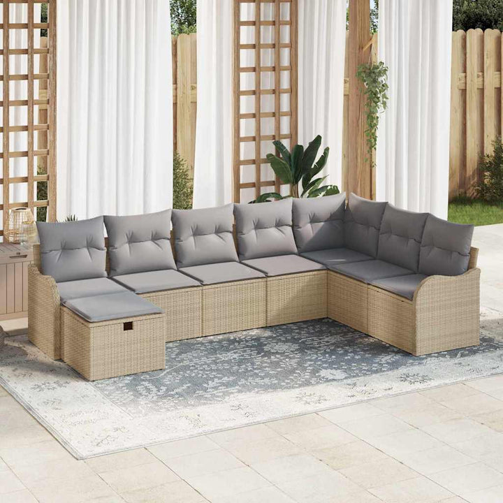 Havesofa Sæt 8 stk. Beige polyrattan