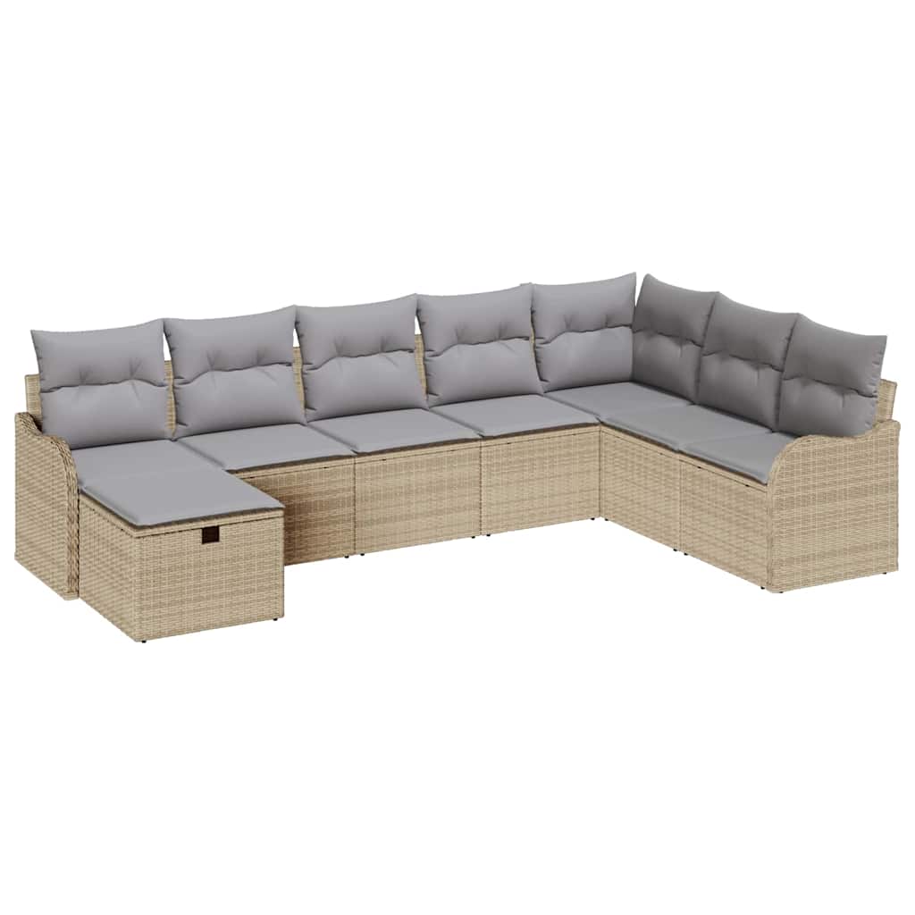 Havesofa Sæt 8 stk. Beige polyrattan