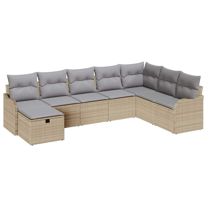 Havesofa Sæt 8 stk. Beige polyrattan