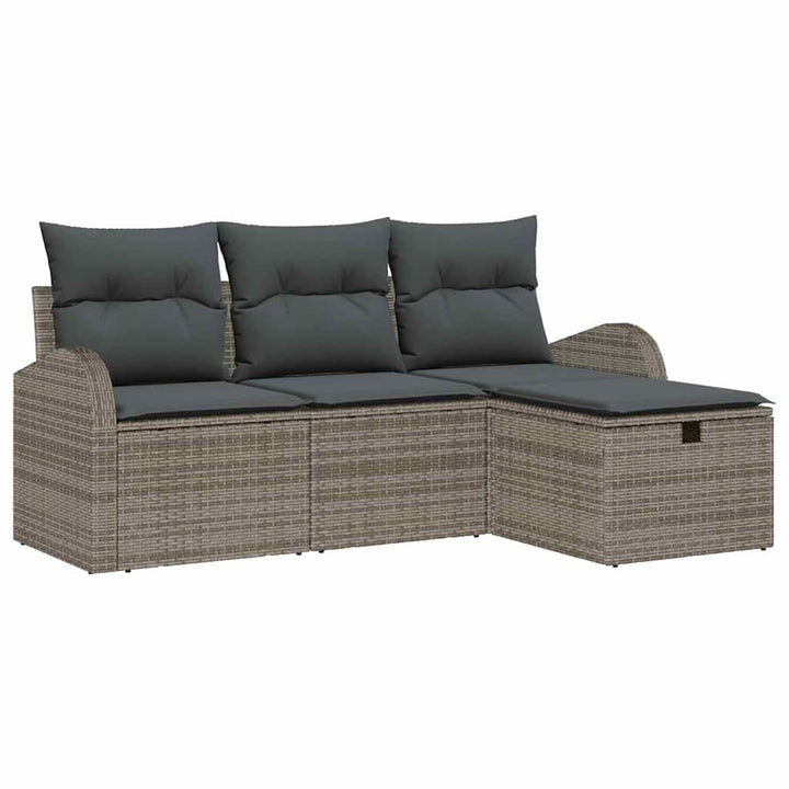Havesofa Sæt 4 stk. Grå polyrattan