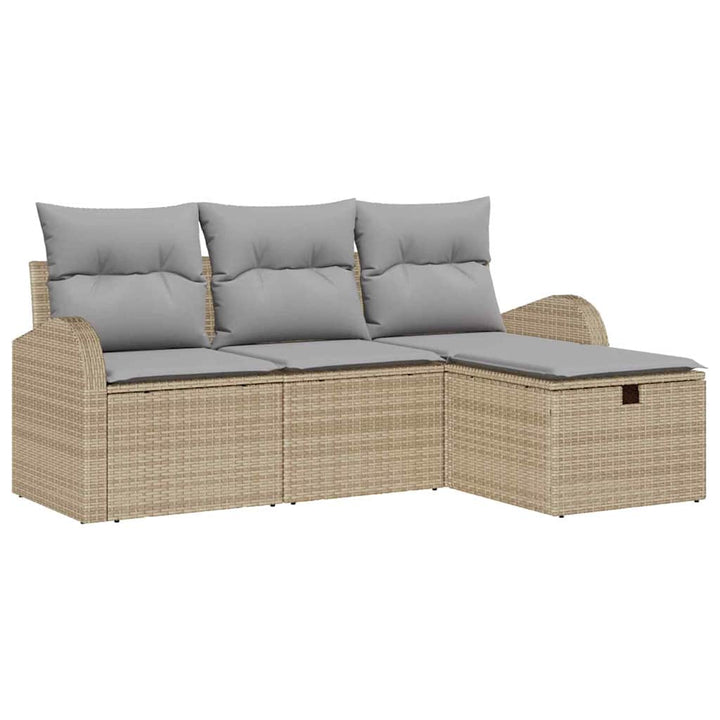 Havesofa Sæt 4 stk. Beige polyrattan