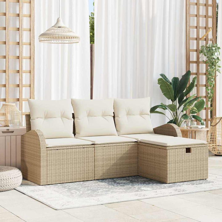 Havesofa Sæt 4 stk. Beige polyrattan
