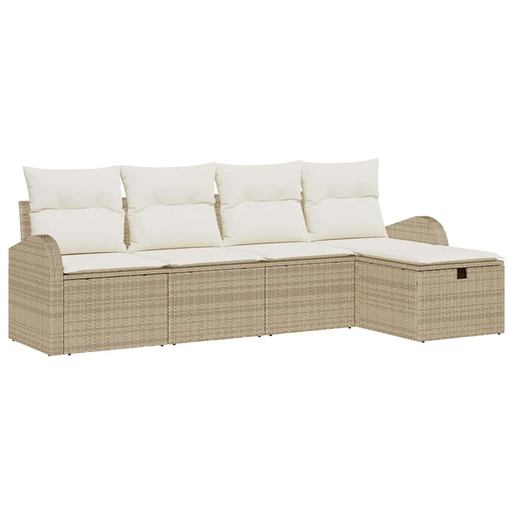 Havesofa Sæt 5 stk. Beige polyrattan