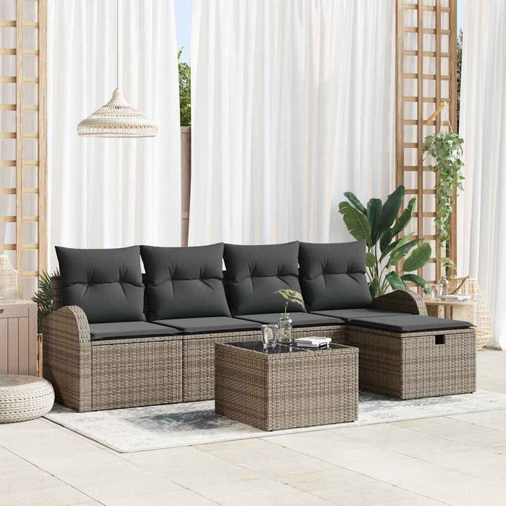 Havesofa Sæt 6 stk. Grå polyrattan