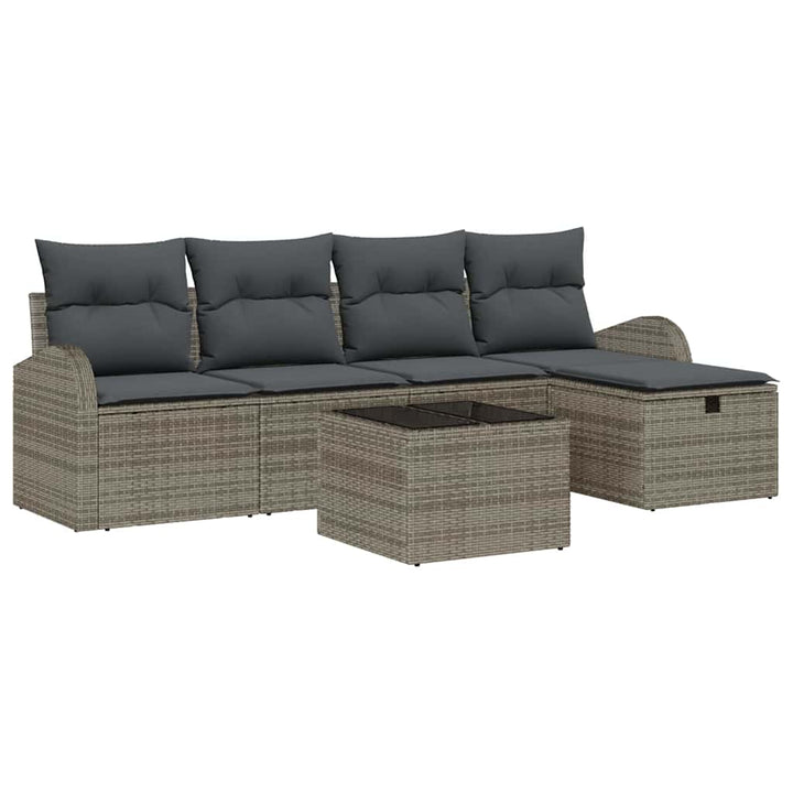 Havesofa Sæt 6 stk. Grå polyrattan