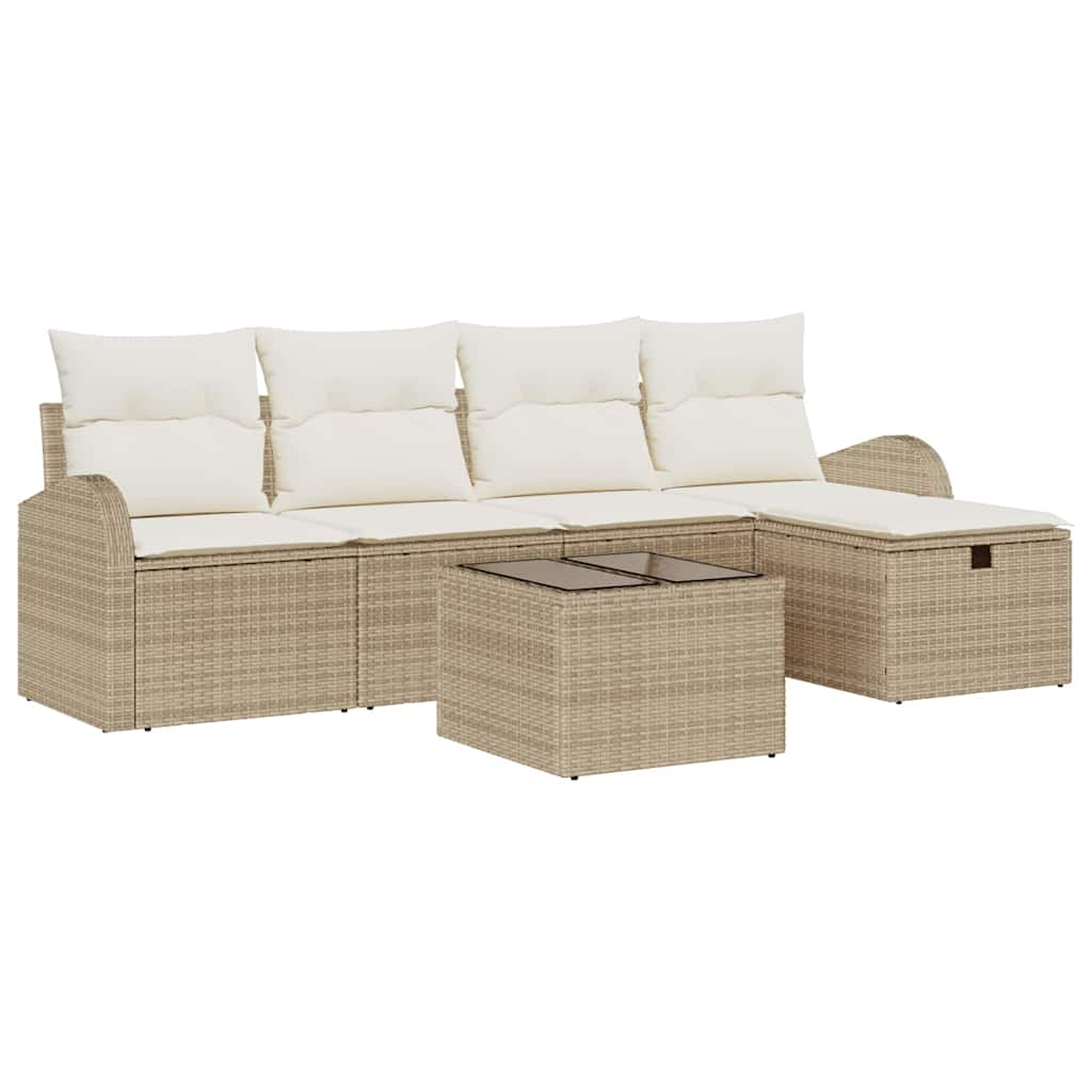 Havesofa Sæt 6 stk. Beige polyrattan