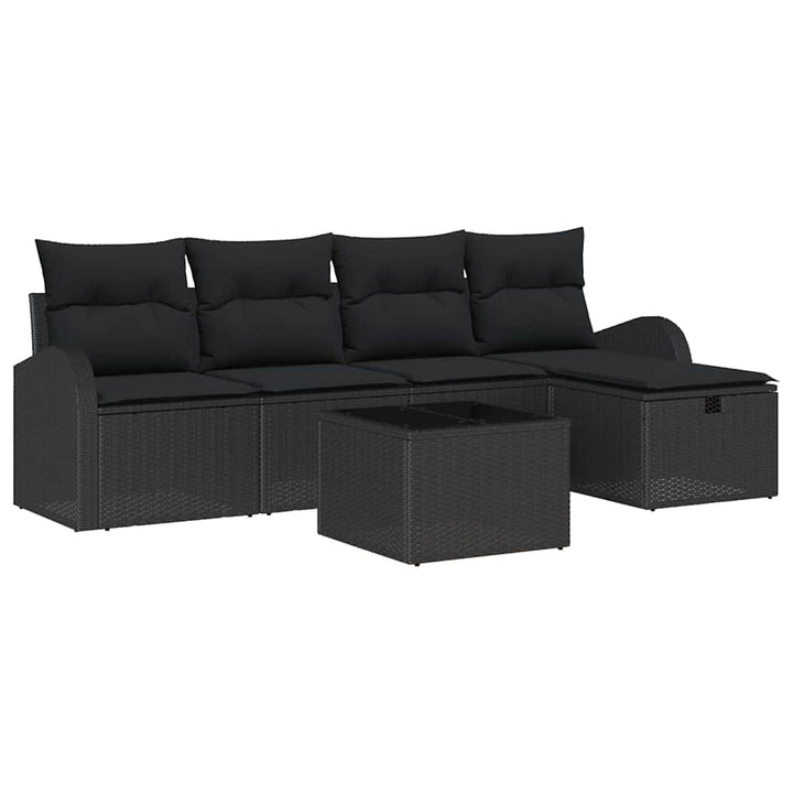 Havesofa Sæt 6 stk. Sort polyrattan