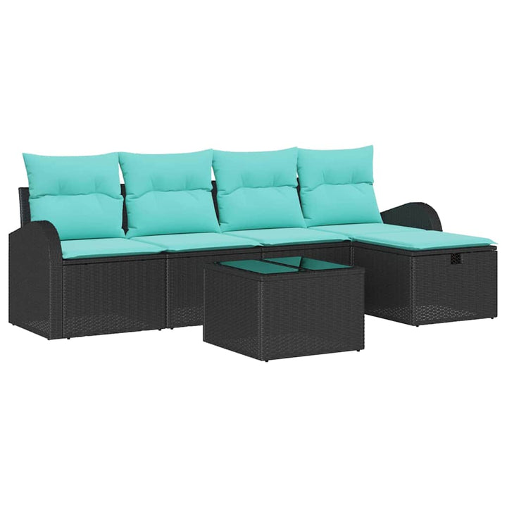 Havesofa Sæt 6 stk. Sort polyrattan